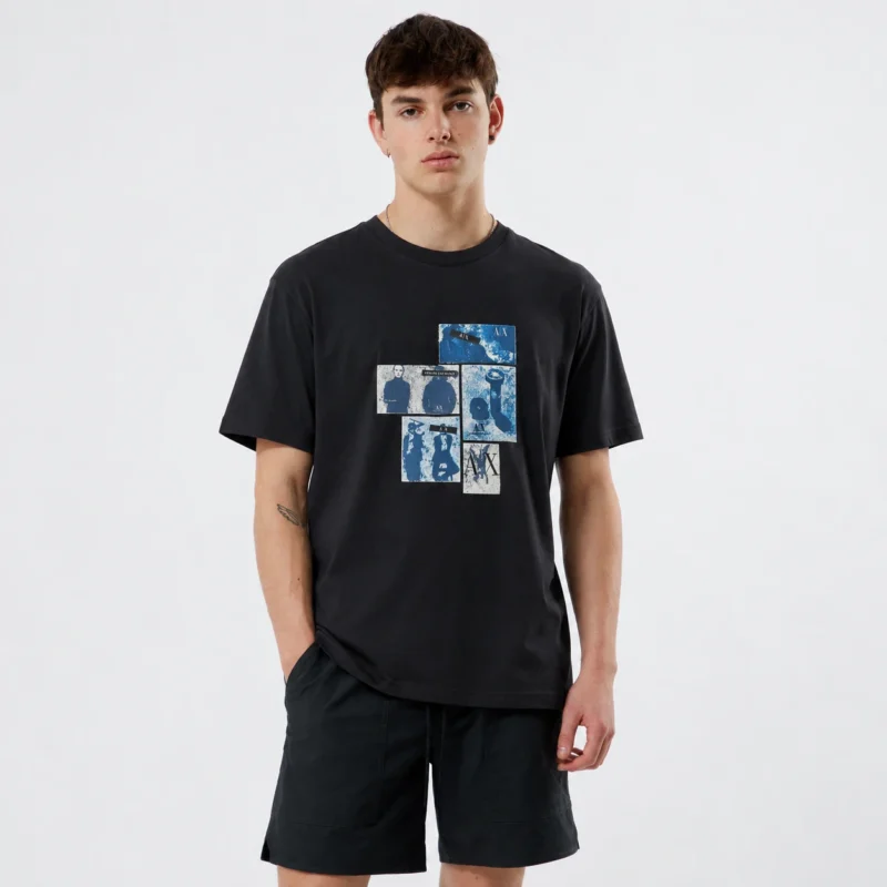 Armani Exchange Photo Collage Graphic Black T-Shirt