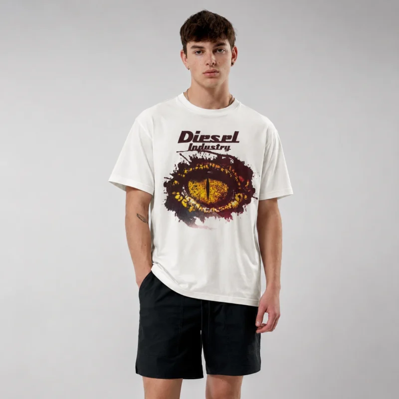 Diesel "Dragon Eye" Graphic White T-Shirt